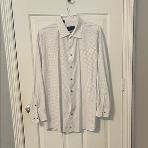David Donahue 100% cotton White Patterned Shirt
